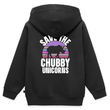 Speichern Sie Die Molligen Einhörner Fat Rino - Kinder Premium Organic Zip Hoodie - Schwarz - Hinten - AI Model Kid Male (0cm)