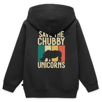 Speichern Sie Die Molligen Einhörner Fat Rino - Kinder Premium Organic Zip Hoodie - Schwarz - Hinten - AI Model Kid Male (0cm)