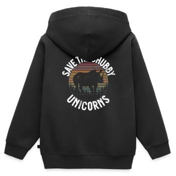 Speichern Sie Die Molligen Einhörner Fat Rino - Kinder Premium Organic Zip Hoodie - Schwarz - Hinten - AI Model Kid Male (0cm)