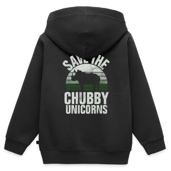 Speichern Sie Die Molligen Einhörner Fat Rino - Kinder Premium Organic Zip Hoodie - Schwarz - Hinten - AI Model Kid Male (0cm)