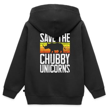 Speichern Sie Die Molligen Einhörner Fat Rino - Kinder Premium Organic Zip Hoodie - Schwarz - Hinten - AI Model Kid Male (0cm)