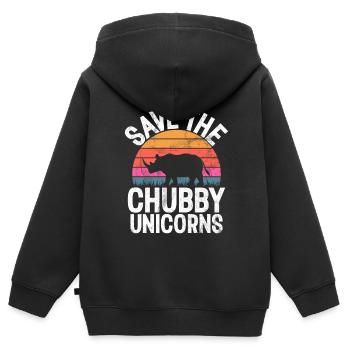 Speichern Sie Die Molligen Einhörner Fat Rino - Kinder Premium Organic Zip Hoodie - Schwarz - Hinten - AI Model Kid Male (0cm)
