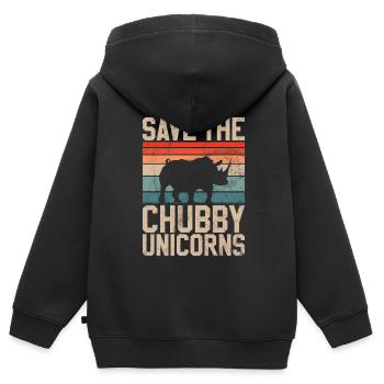 Speichern Sie Die Molligen Einhörner Fat Rino - Kinder Premium Organic Zip Hoodie - Schwarz - Hinten - AI Model Kid Male (0cm)