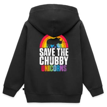 Speichern Sie Die Molligen Einhörner Fat Rino - Kinder Premium Organic Zip Hoodie - Schwarz - Hinten - AI Model Kid Male (0cm)
