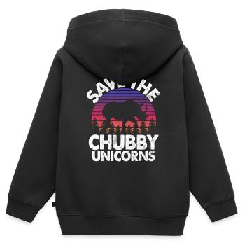 Speichern Sie Die Molligen Einhörner Fat Rino - Kinder Premium Organic Zip Hoodie - Schwarz - Hinten - AI Model Kid Male (0cm)