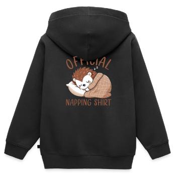 Offizieller Schlafhaus Hedgehog PJ Sleeping - Kinder Premium Organic Zip Hoodie - Schwarz - Hinten - AI Model Kid Male (0cm)