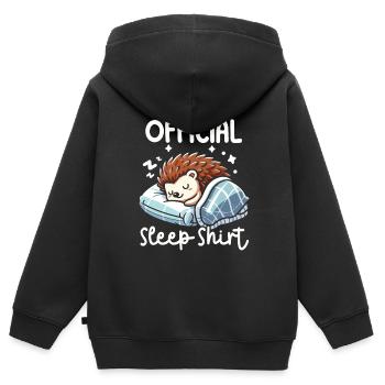 Offizieller Schlafhaus Hedgehog PJ Sleeping - Kinder Premium Organic Zip Hoodie - Schwarz - Hinten - AI Model Kid Male (0cm)