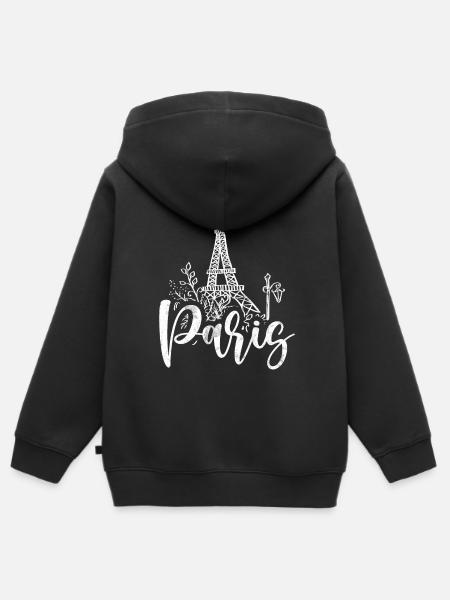 France Paris Tour Eiffel France Drapeau - Sweat Premium à capuche zippé enfant bio - noir