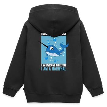 Narwhal Sea Süßer Narwhaler Liebhaber - Kinder Premium Organic Zip Hoodie - Schwarz - Hinten - AI Model Kid Male (0cm)