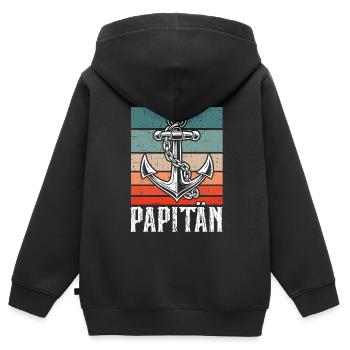 Papitän Lustiges Wortspiel Kapitän Papa Anker - Kinder Premium Organic Zip Hoodie - Schwarz - Hinten - AI Model Kid Male (0cm)