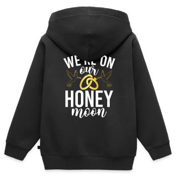Flitterwochen Ehemann Ehefrau Paare Urlaubs - Kinder Premium Organic Zip Hoodie - Schwarz - Hinten - AI Model Kid Male (0cm)