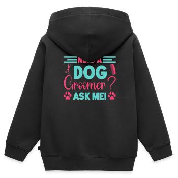 Hundegruamwelpen Haustier -Pflege -Job Salon - Kinder Premium Organic Zip Hoodie - Schwarz - Hinten - AI Model Kid Male (0cm)