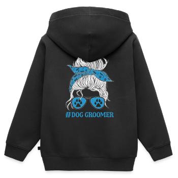 Dog Puppy Pet Care Job Salon - Kids Premium Organic Zip-up Hoodie - black - Back - AI Model Kid Male (0cm)