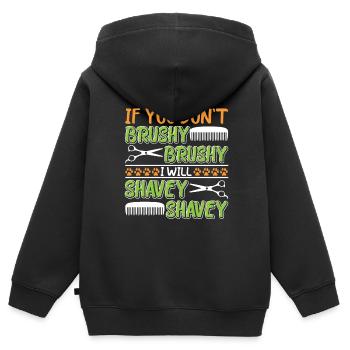 Hundegruamwelpen Haustier -Pflege -Job Salon - Kinder Premium Organic Zip Hoodie - Schwarz - Hinten - AI Model Kid Male (0cm)