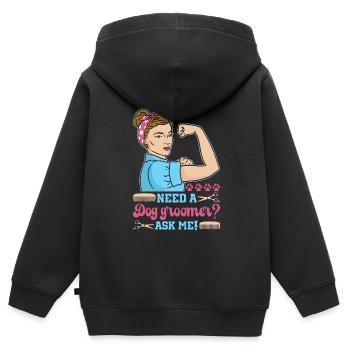 Hundegruamwelpen Haustier -Pflege -Job Salon - Kinder Premium Organic Zip Hoodie - Schwarz - Hinten - AI Model Kid Male (0cm)