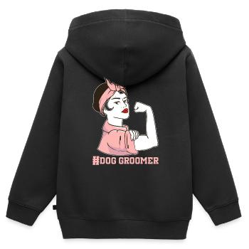Dog Puppy Pet Care Job Salon - Kids Premium Organic Zip-up Hoodie - black - Back - AI Model Kid Male (0cm)