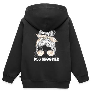 Dog Puppy Pet Care Job Salon - Kids Premium Organic Zip-up Hoodie - black - Back - AI Model Kid Male (0cm)