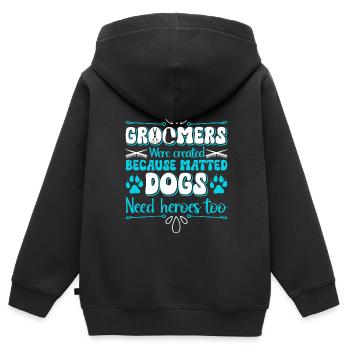 Hundegruamwelpen Haustier -Pflege -Job Salon - Kinder Premium Organic Zip Hoodie - Schwarz - Hinten - AI Model Kid Male (0cm)