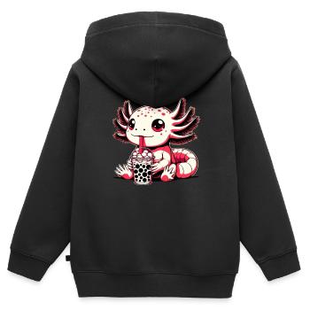 Axolotl Boba Tee Trinken Otaku Anime Liebhaber - Kinder Premium Organic Zip Hoodie - Schwarz - Hinten - AI Model Kid Male (0cm)
