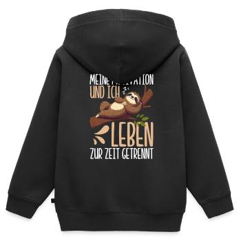 Ma motivation et moi vivons actuellement séparément - Sweat Premium à capuche zippé enfant bio - noir - Dos - AI Model Kid Male (0cm)