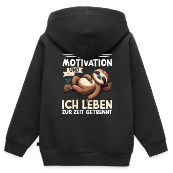 Ma motivation et moi vivons actuellement séparément - Sweat Premium à capuche zippé enfant bio - noir - Dos - AI Model Kid Male (0cm)