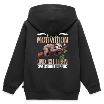 Ma motivation et moi vivons actuellement séparément - Sweat Premium à capuche zippé enfant bio - noir - Dos - AI Model Kid Male (0cm)