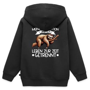 Ma motivation et moi vivons actuellement séparément - Sweat Premium à capuche zippé enfant bio - noir - Dos - AI Model Kid Male (0cm)