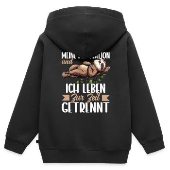 Ma motivation et moi vivons actuellement séparément - Sweat Premium à capuche zippé enfant bio - noir - Dos - AI Model Kid Male (0cm)