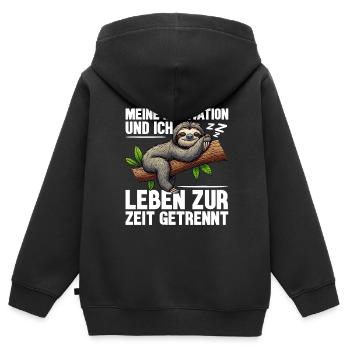 Ma motivation et moi vivons actuellement séparément - Sweat Premium à capuche zippé enfant bio - noir - Dos - AI Model Kid Male (0cm)
