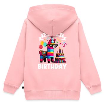 Lama Pinata Süße Alpaka -Tiergeburtstagsfiesta - Kinder Premium Organic Zip Hoodie - Rosa - Hinten - AI Model Kid Female (0cm)