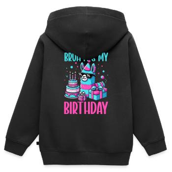 Lama Pinata Süße Alpaka -Tiergeburtstagsfiesta - Kinder Premium Organic Zip Hoodie - Schwarz - Hinten - AI Model Kid Male (0cm)