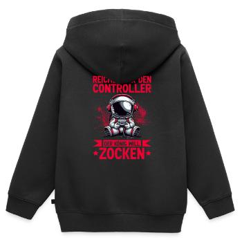 Reichet Mir Den Controller Der König Will Zocken - Kinder Premium Organic Zip Hoodie - Schwarz - Hinten - AI Model Kid Male (0cm)