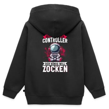 Reichet Mir Den Controller Der König Will Zocken - Kinder Premium Organic Zip Hoodie - Schwarz - Hinten - AI Model Kid Male (0cm)