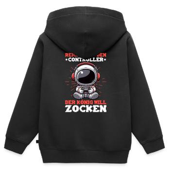 Reichet Mir Den Controller Der König Will Zocken - Kinder Premium Organic Zip Hoodie - Schwarz - Hinten - AI Model Kid Male (0cm)