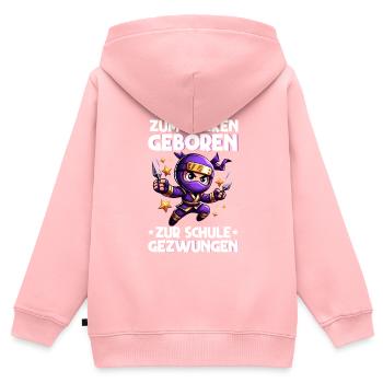 Zum Zocken geboren zur Schule gezwungen Ninja - Kinder Premium Organic Zip Hoodie - Rosa - Hinten - AI Model Kid Female (0cm)