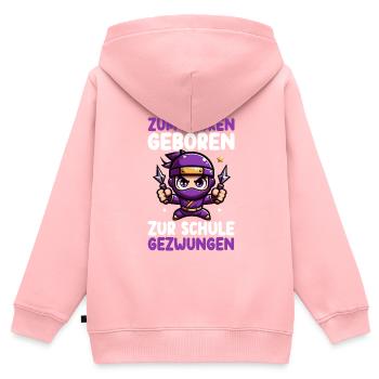 Zum Zocken geboren zur Schule gezwungen Ninja - Kinder Premium Organic Zip Hoodie - Rosa - Hinten - AI Model Kid Female (0cm)