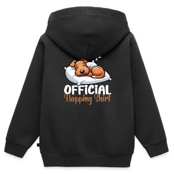 Offizieller Schlafhaus Airedale Terrier - Kinder Premium Organic Zip Hoodie - Schwarz - Hinten - AI Model Kid Male (0cm)