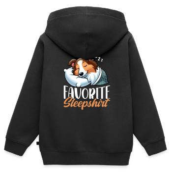 Official Sleeper Collie Lover Sleeps - Kids Premium Organic Zip-up Hoodie - black - Back - AI Model Kid Male (0cm)