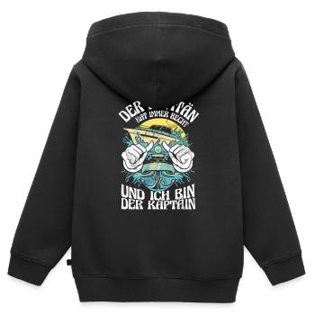 Capitaine à voile Dire bateau Voilier Capitaine - Sweat Premium à capuche zippé enfant bio - noir - Dos - AI Model Kid Male (0cm)