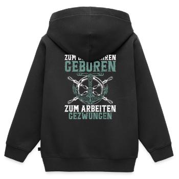 Capitaine à voile Dire bateau Voilier Capitaine - Sweat Premium à capuche zippé enfant bio - noir - Dos - AI Model Kid Male (0cm)