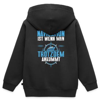 Capitaine à voile Dire bateau Voilier Capitaine - Sweat Premium à capuche zippé enfant bio - noir - Dos - AI Model Kid Male (0cm)