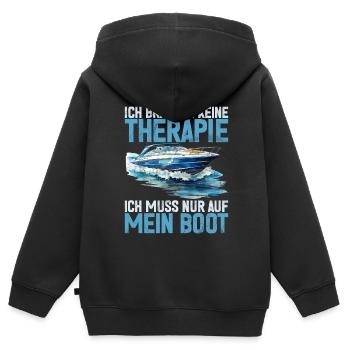 Capitaine à voile Dire bateau Voilier Capitaine - Sweat Premium à capuche zippé enfant bio - noir - Dos - AI Model Kid Male (0cm)