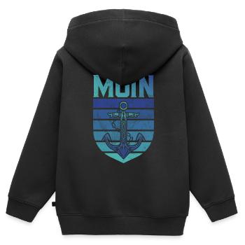 Capitaine à voile Dire bateau Voilier Capitaine - Sweat Premium à capuche zippé enfant bio - noir - Dos - AI Model Kid Male (0cm)