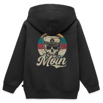 Capitaine à voile Dire bateau Voilier Capitaine - Sweat Premium à capuche zippé enfant bio - noir - Dos - AI Model Kid Male (0cm)
