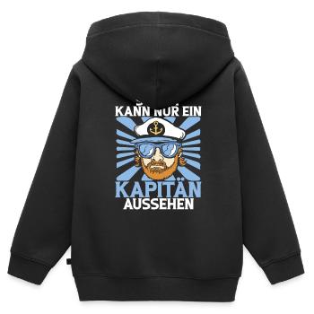 Capitaine à voile Dire bateau Voilier Capitaine - Sweat Premium à capuche zippé enfant bio - noir - Dos - AI Model Kid Male (0cm)