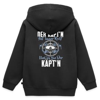 Capitaine à voile Dire bateau Voilier Capitaine - Sweat Premium à capuche zippé enfant bio - noir - Dos - AI Model Kid Male (0cm)