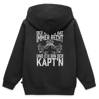 Capitaine à voile Dire bateau Voilier Capitaine - Sweat Premium à capuche zippé enfant bio - noir - Dos - AI Model Kid Male (0cm)
