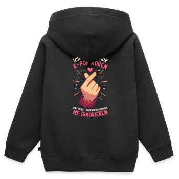K-Pop Coréen Kpop Culture Kpop Corée du Sud Danse - Sweat Premium à capuche zippé enfant bio - noir - Dos - AI Model Kid Male (0cm)