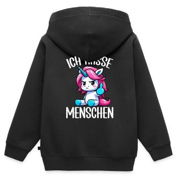 Je déteste les gens drôle licorne doigt puant - Sweat Premium à capuche zippé enfant bio - noir - Dos - AI Model Kid Male (0cm)