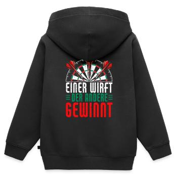 Fléchettes Jeu de fléchettes Jeu de fléchettes Jeu de fléchettes - Sweat Premium à capuche zippé enfant bio - noir - Dos - AI Model Kid Male (0cm)